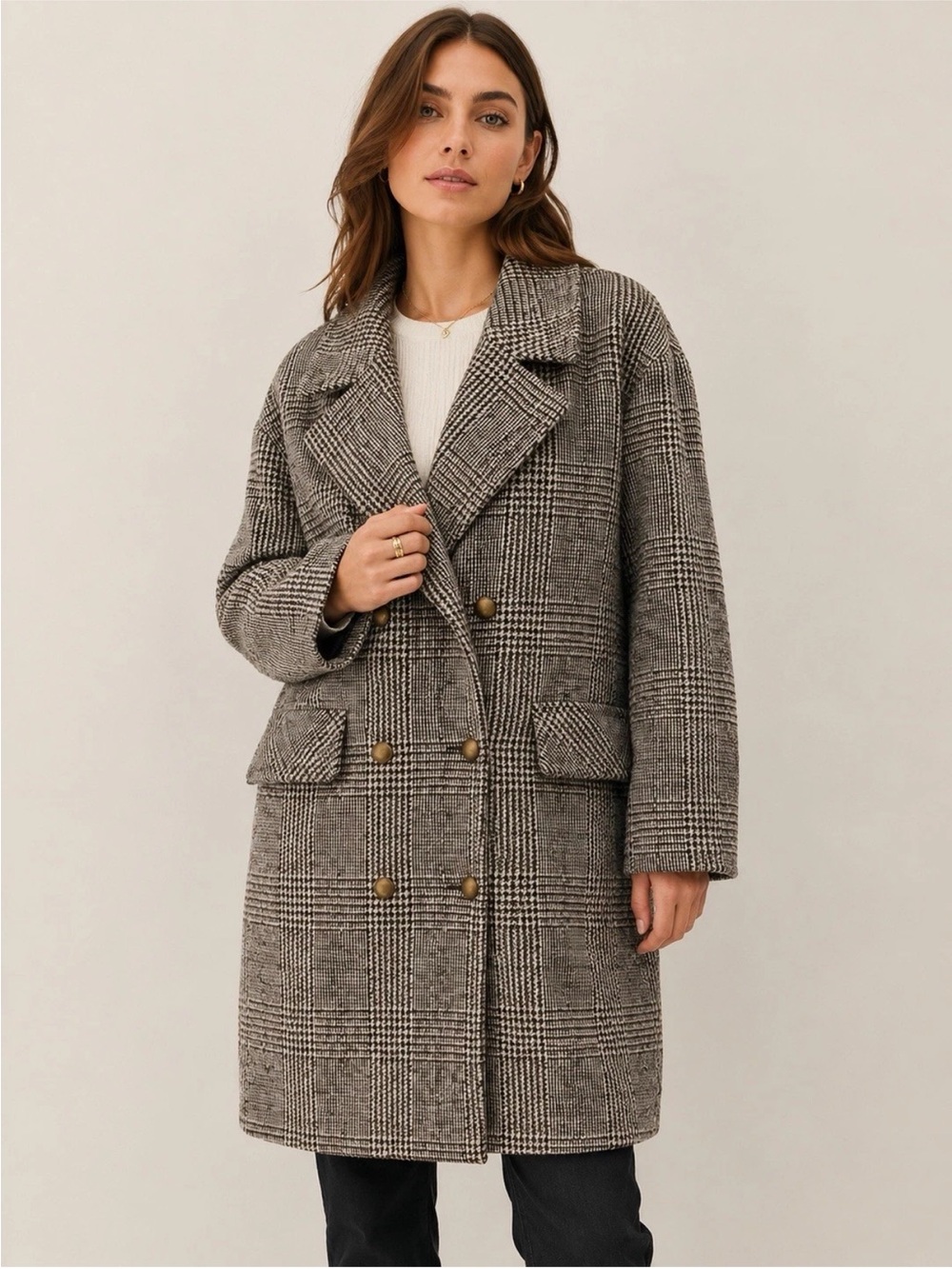 BCBGeneration Trench Coat double-breasted plaid coat